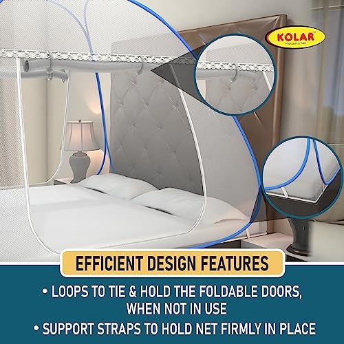 KOLAR Supreme On Mosquito Net for Double Bed | Polyester | Queen Size Foldable Machardani with Heart Design |Strong and Durable|Tent Type Corrosion Resistant - Image 4
