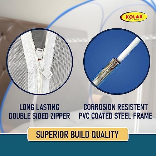 KOLAR Supreme On Mosquito Net for Double Bed | Polyester | Queen Size Foldable Machardani with Heart Design |Strong and Durable|Tent Type Corrosion Resistant - Image 5