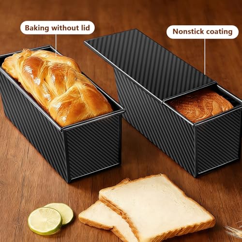 Shinsin Pullman Loaf Pan with Lid 13x4, 2.2 lb Dough Capacity Bread Loaf Pan, PFTE and PFOA-Free, Healthy Baking for Homemade Sourdough & Sandwich Bread, Nonstick & Easy Clean (Black) - Image 5