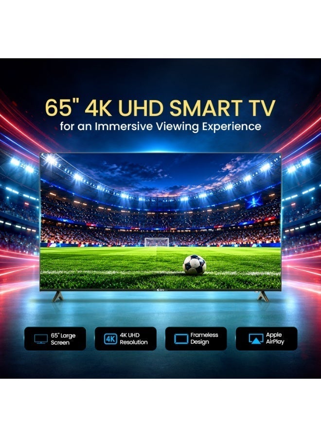 SPJ 65-Inch 4K Ultra HD Smart LED TV, WebOS, Dolby Audio, Magic Remote, Apple AirPlay, Wi-Fi, HDMI & USB, Black - Image 3