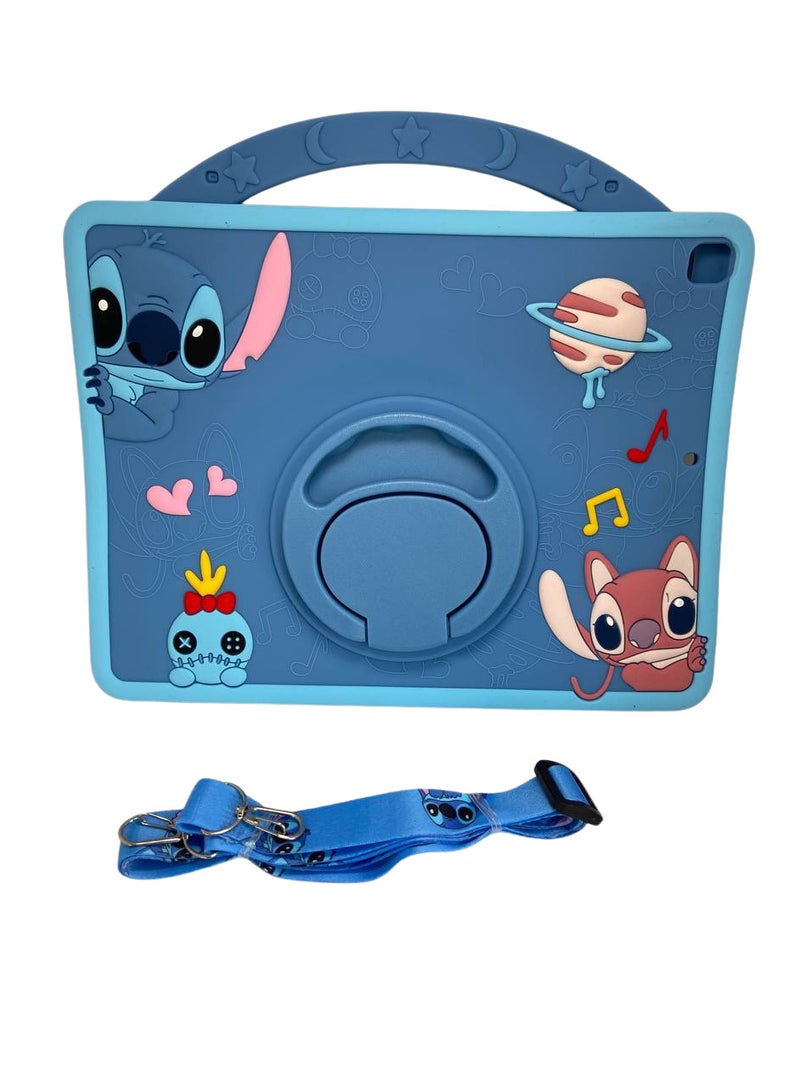 Cover Cartoon 3D Silicon Handle Stand Cover For iPad 9th/8th/7th Generation (2022/2021/2020/2019 Model, 10.2 inch) Funda Case (With Rope) - Image 1