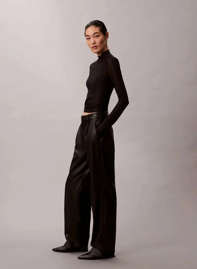 CALVIN KLEIN Faux Leather Pleated Trousers
