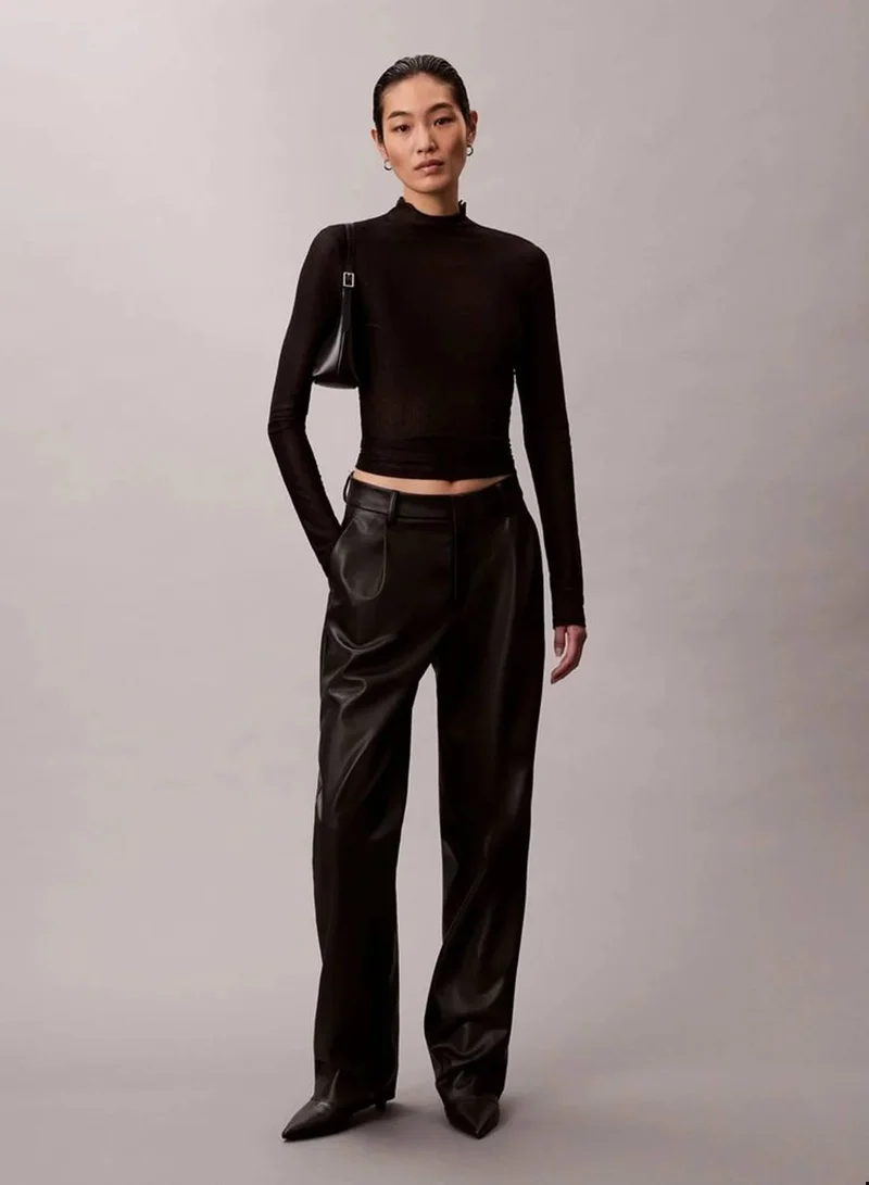 CALVIN KLEIN Faux Leather Pleated Trousers