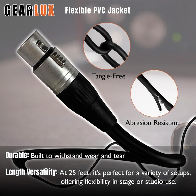Gearlux DMX Cable, 3 Pin, Male to Female, 25 Feet - 2 Pack - Image 5