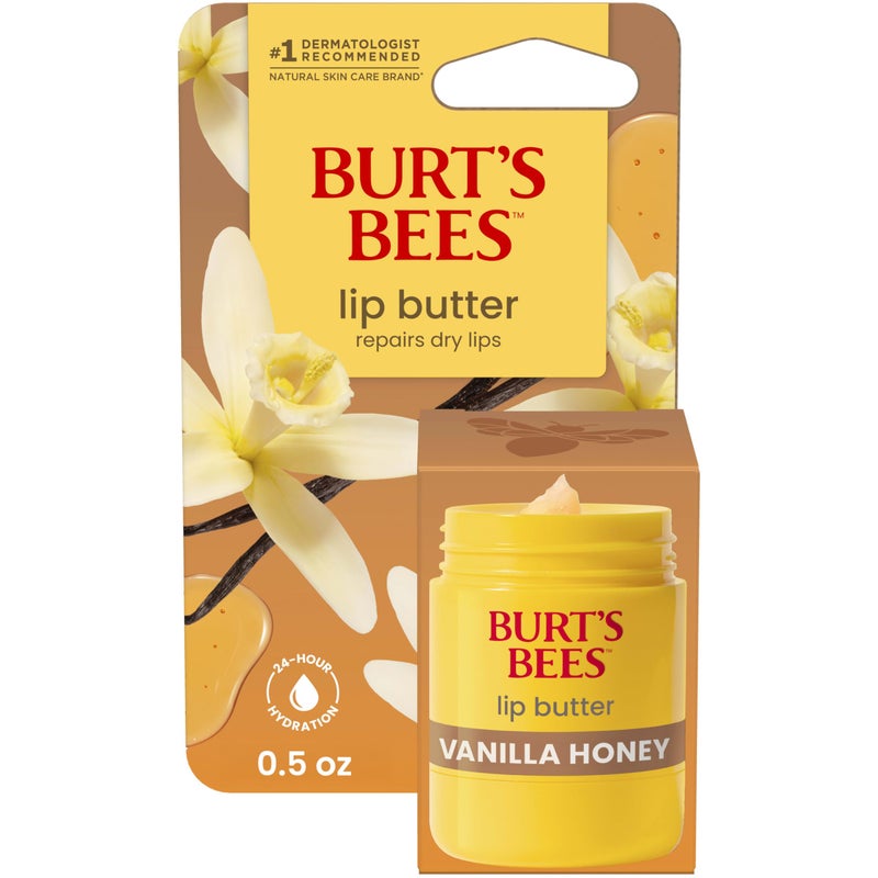 Burt's Bees Vanilla Honey Lip Butter, Repairs Dry Lips, 24 Hour Hydration, Locks in Moisture, Includes Shea and Mango Butters, Antioxidant Rich Vitamin E, Convenient Twist Up Dispenser, 0.5 Oz. - Image 1