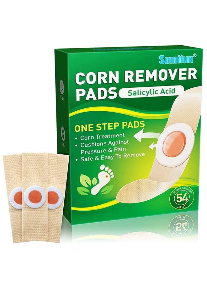 Sumifun Corn Removers for Toes (54 Patches), Corn Removers for Feet, Foot Corns Health Patch - Salicylic Acid Long Adhesive, Foot Pads for Adults Seniors Teens Athletes Hikers Workers Men Women - Image 1