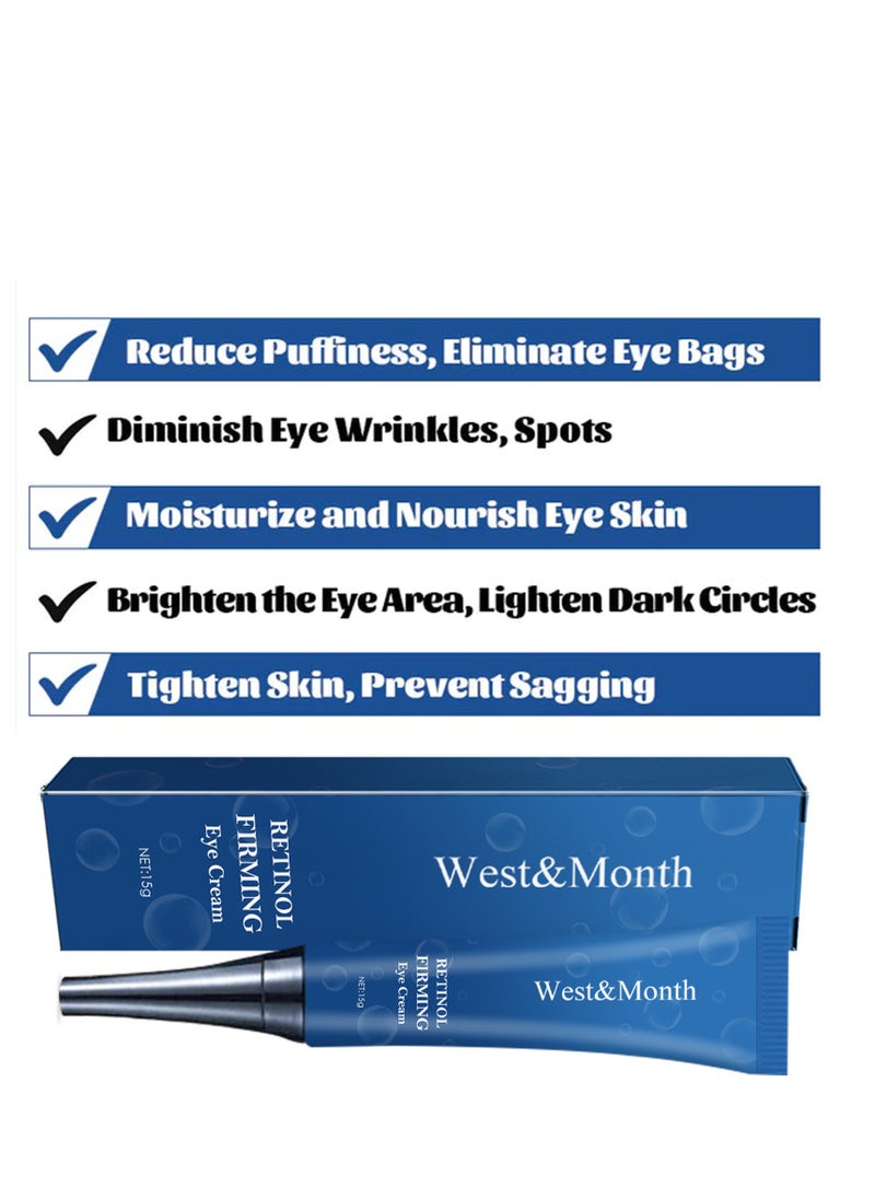 Retinol Eye Cream,Eye Care Cream,Anti-aging,Reduce Sebum Overflow, Dilute Epidermal Pigment,Smooth The Skin,Tighten The Skin,Increase Skin Elasticity, 15g