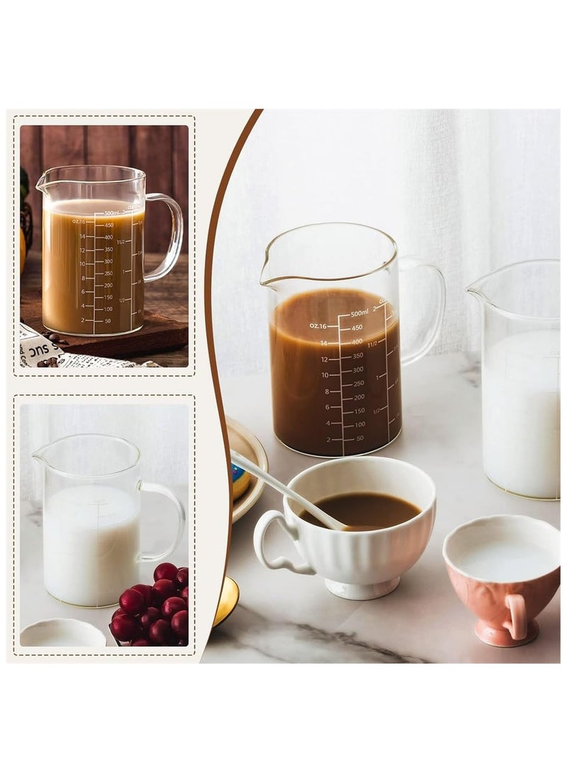 Glass Measuring Cup with Insulate Handle, 2 Pack 500 ML V Shaped Spout High Borosilicate Glass Measuring Cup Three Scales OZ Cup ML for Kitchen Restaurant Home Easy to Read  - Image 5