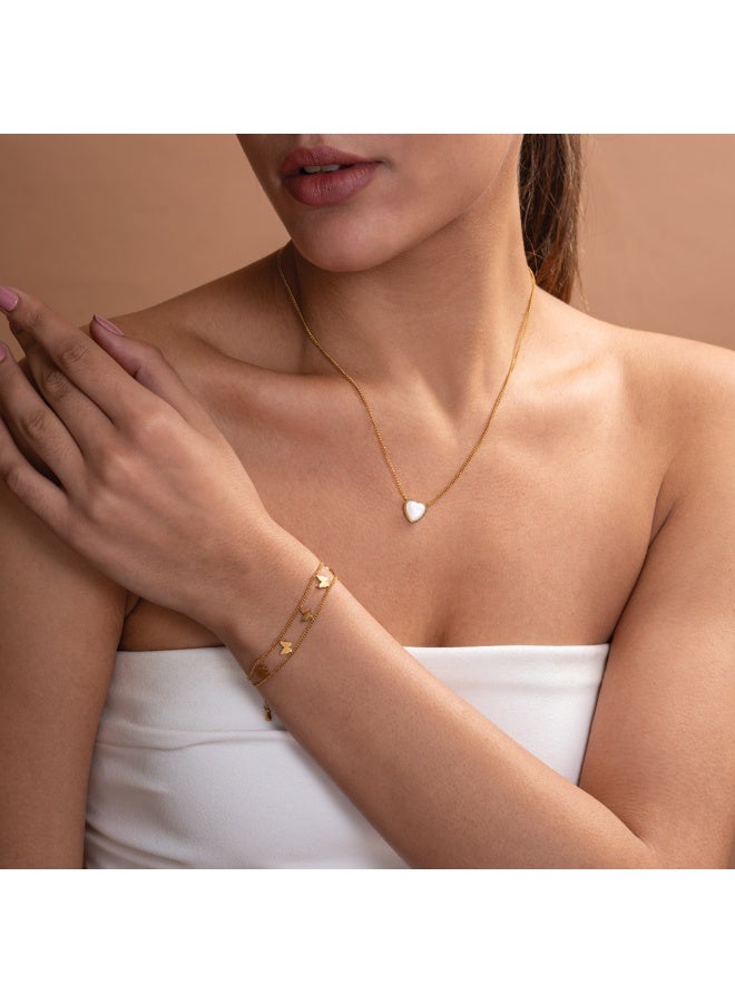 PALMONAS 18k Gold Tone Plated White Heart Necklace
 for Women - Image 4
