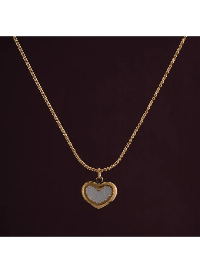 Palmonas PALMONAS White Heart Pendant Necklace for Women | 18K Gold Plated, Waterproof & Anti-Tarnish