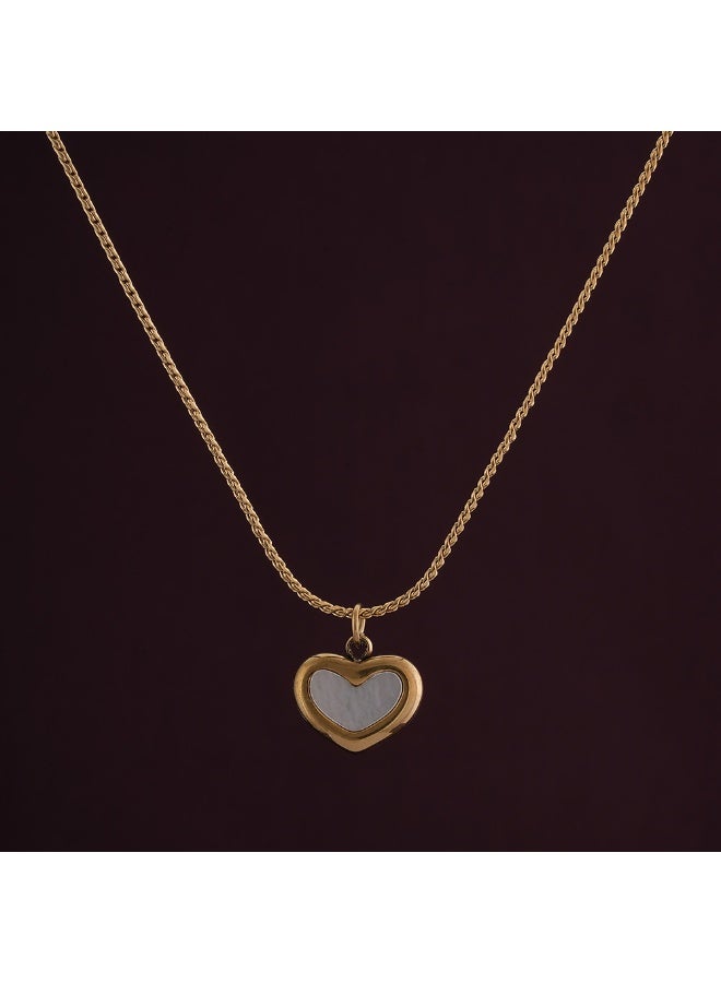 PALMONAS 18k Gold Tone Plated White Heart Necklace
 for Women - Image 2
