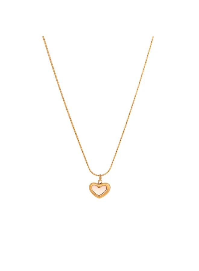 PALMONAS 18k Gold Tone Plated White Heart Necklace
 for Women