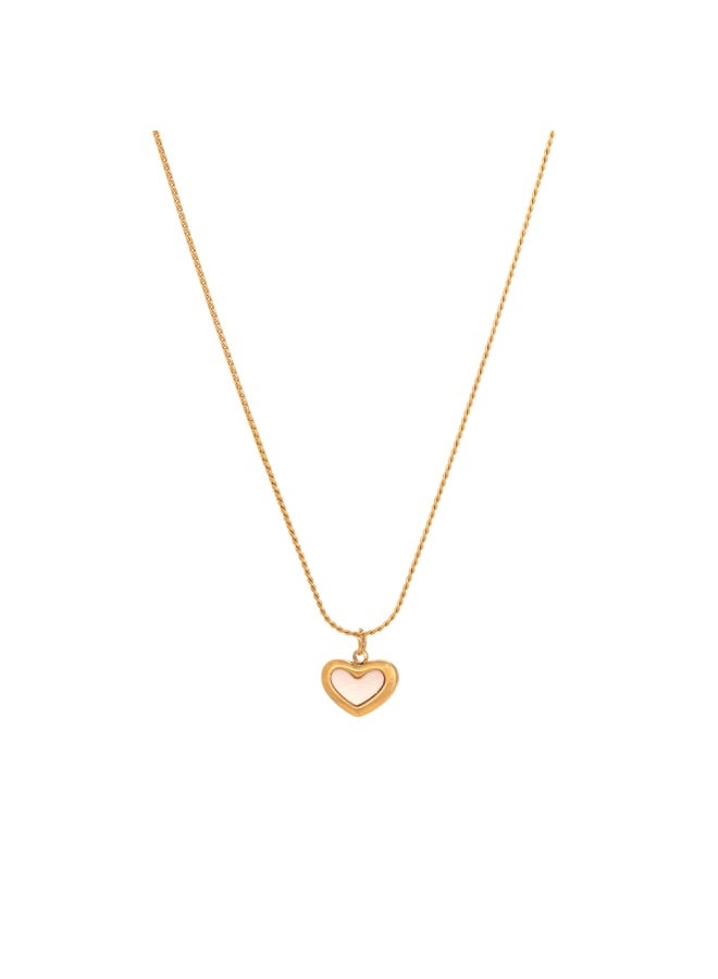 PALMONAS 18k Gold Tone Plated White Heart Necklace
 for Women - Image 1