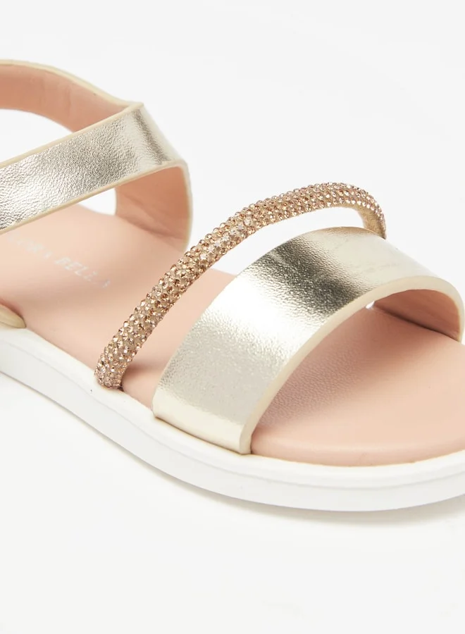 Flora Bella By Shoexpress Girls Embellished Sandals With Hook And Loop Closure