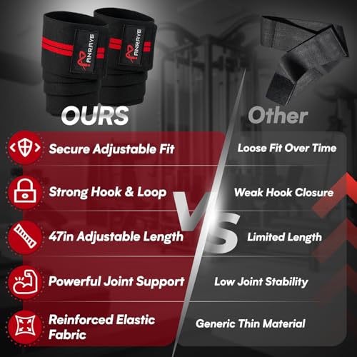 Anraye Elbow Wraps for Weightlifting - 47" Adjustable Compression Straps & Brace for Joint Support (1 Pair), Elbow Wraps Weight Lifting Men Women for Bench Press Powerlifting and Fitness Training - Image 3