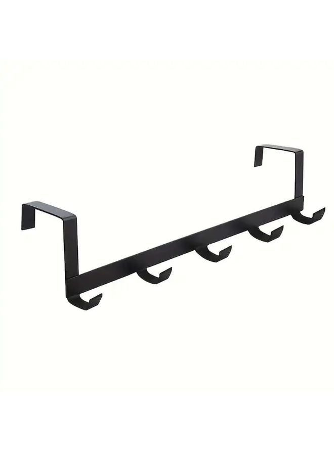 Black 5 Hooks Bohemian Metal Over The Door Rack For Towels Clothes - Image 1