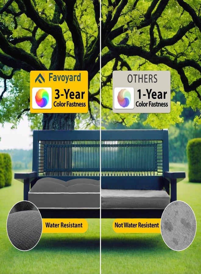 Favoyard Outdoor Bench Cushion 48 x 16 Inch Water-Resistant & 3-Year Fade Resistant Patio Furniture Cushions Tufted Garden Seat Pads for Indoor/Outdoor Porch Sofa Settee Couch with Ties, Dark Grey - Image 4