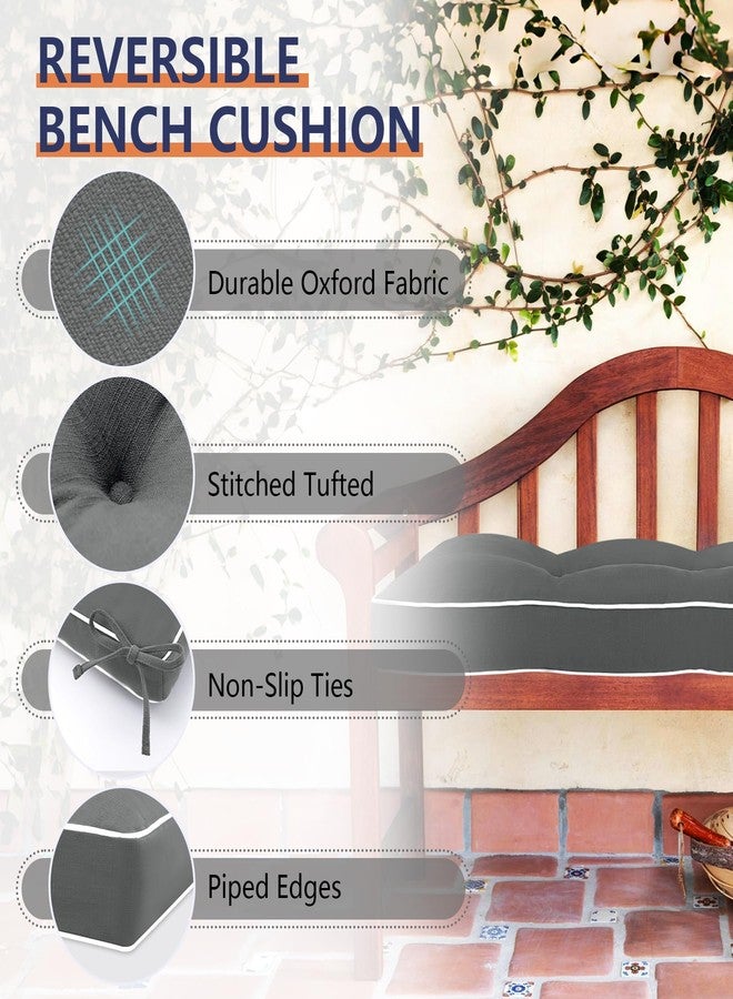 Favoyard Outdoor Bench Cushion 48 x 16 Inch Water-Resistant & 3-Year Fade Resistant Patio Furniture Cushions Tufted Garden Seat Pads for Indoor/Outdoor Porch Sofa Settee Couch with Ties, Dark Grey - Image 5