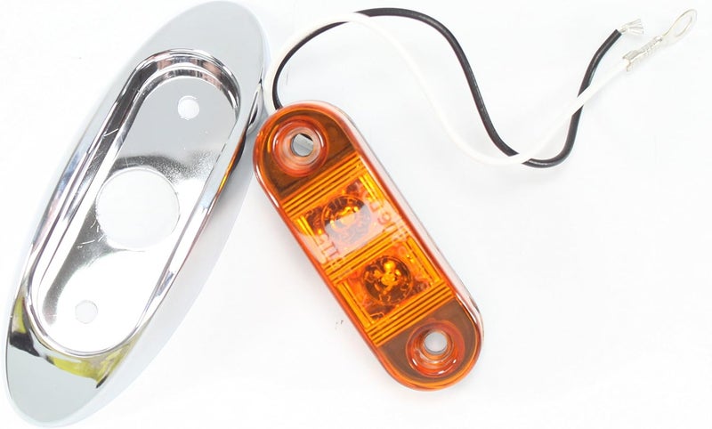 AUTOSMART Set of 4 2 Amber Oval Oblong LED ClearanceSide Marker Light Surface Mount with Chrome Bezel for TRUCK TRAILER - Image 5