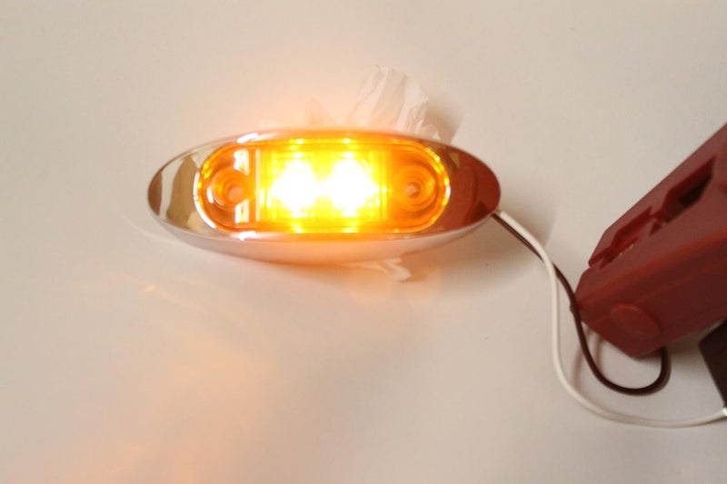 AUTOSMART Set of 4 2 Amber Oval Oblong LED ClearanceSide Marker Light Surface Mount with Chrome Bezel for TRUCK TRAILER - Image 3