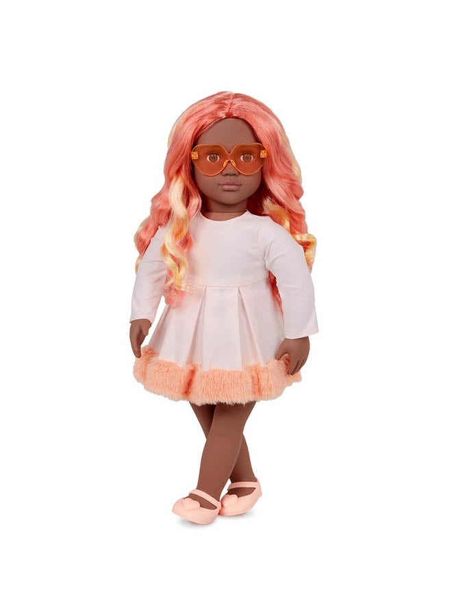 Our Generation 18-inch Fashion Doll – Brown Eyes & Multicolored Hair – Dress Outfit With Faux-Fur Trim 

 – Pretend Play – Toys For Kids Ages 3 & Up – Mirabelle - Image 3