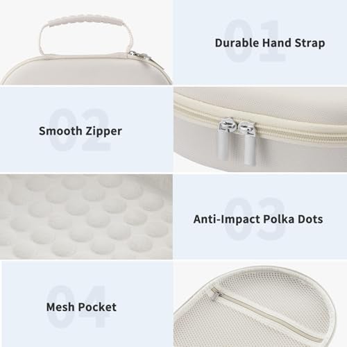 TUNYINSH Case for Apple Airpods Max 2/ Airpods Max Headphones, Travel Portable Headphone Hard Case Cover Bag, Mesh Pouch with Zipper for Charger and Accessories (Starlight) - Image 3