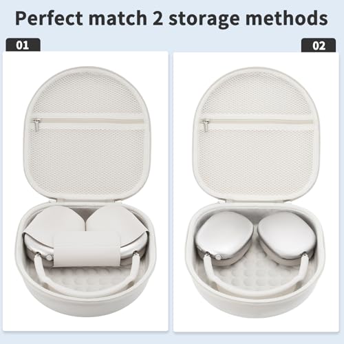 TUNYINSH Case for Apple Airpods Max 2/ Airpods Max Headphones, Travel Portable Headphone Hard Case Cover Bag, Mesh Pouch with Zipper for Charger and Accessories (Starlight) - Image 2