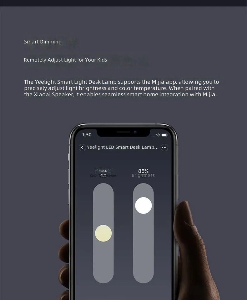 يلايت مصباح مكتبي ذكي Yeelight V1 Pro للعناية بالعين، طيف كامل، إضاءة AA، حماية RG0، يدعم HomeKit وMi Home، قابل للطي، سطوع تلقائي - Image 5