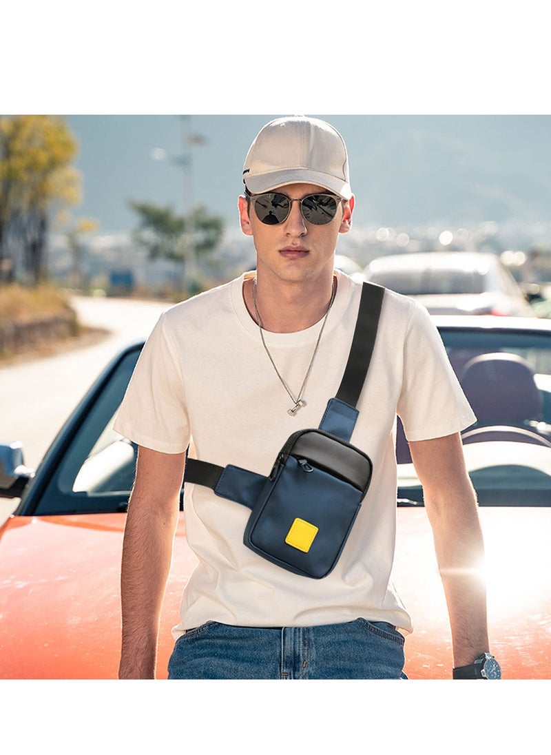 KASTWAVE Sling Bag for Men, Waterproof Lightweight Single Shoulder Small Backpack Chest Bag Messenger Bag Suitable for Casual Outdoor Travel Running Cycling Blue  - Image 3