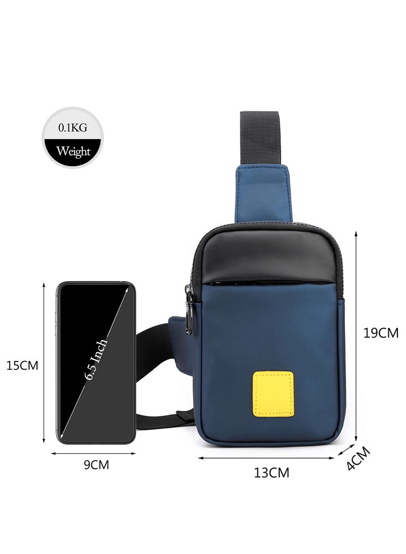 Sling Bag for Men, Waterproof Lightweight Single Shoulder Small Backpack Chest Bag Messenger Bag Suitable for Casual Outdoor Travel Running Cycling Blue