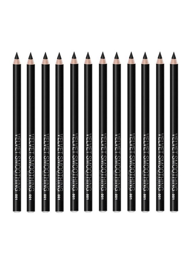 Linble Black Eyeliner Pencil Set 12 Pcs Smudge Proof Matte Waterproof Long Lasting Makeup Eye Liners - Image 1
