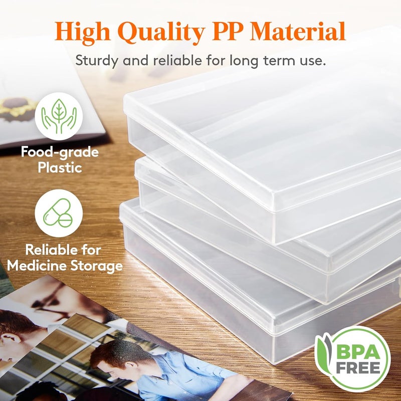 Lifewit Photo Storage Box 4x6 Photo Case, 18 Inner Photo Keeper, Clear Photo Boxes Storage with 1 Sheet Label Sticker, Seed Organizer Craft Storage Box for Cards Pictures Stamps Office Supplies - Image 5