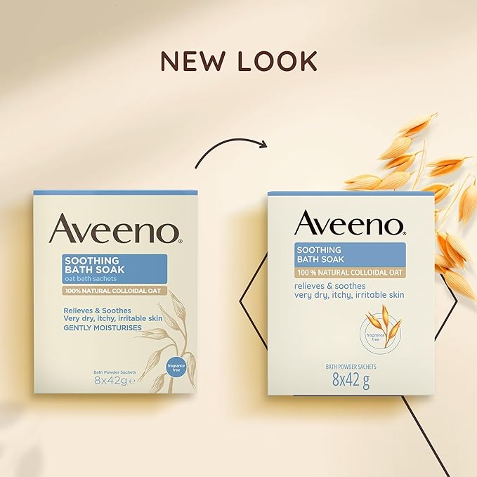 Aveeno Soothing Bath Soak with 100 Natural Colloidal Oat Suitable for Sensitive Skin Relieves Soothes Very Dry Itchy Irritable Skin 8x42g Powder Sachets - Image 5