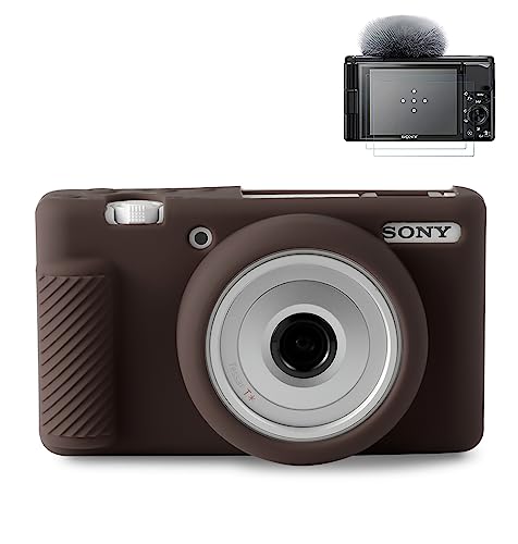 Pocoukate Case for Sony ZV-1F, ZV-1 II/ZV-1M2 Vlog Camera, ZV1F Camera Silicone Cover, Anti-Scratch Slim Fit Soft with ZV1 F Screen Protector- Coffee Skin - Image 1