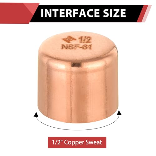 EFIELD Pro 50 Pack EFIELD 12inch Solder Copper Pipe End Cap Plug LF Copper Plumbing Fittings with Sweat Solder ConnectionCOPPER020 - Image 3