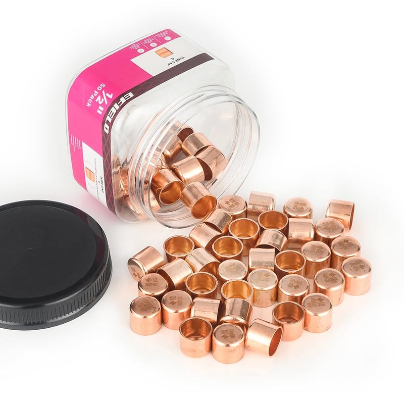 EFIELD Pro 50 Pack EFIELD 12inch Solder Copper Pipe End Cap Plug LF Copper Plumbing Fittings with Sweat Solder ConnectionCOPPER020 - Image 2