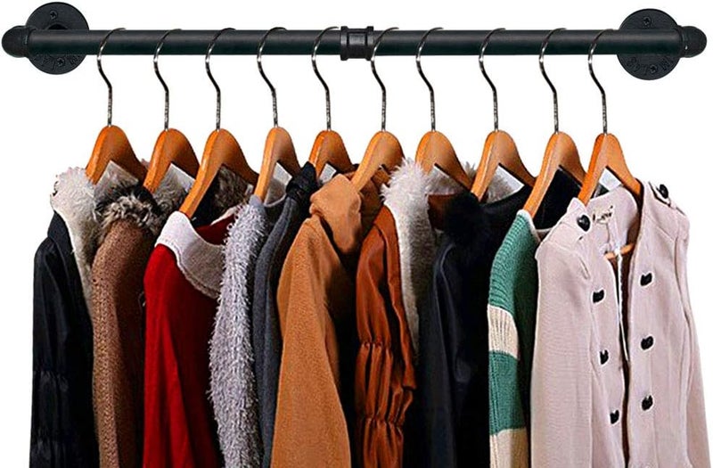 TLBTEK Industrial Pipe Clothes Rack,Black Iron Bathroom Kitchen Towel Bar,Vintage Farmhouse DIY Wall Mounted Pot Bar Rack, Detachable Kitchen Utensils Hanger (31.5 Inch) - Image 5
