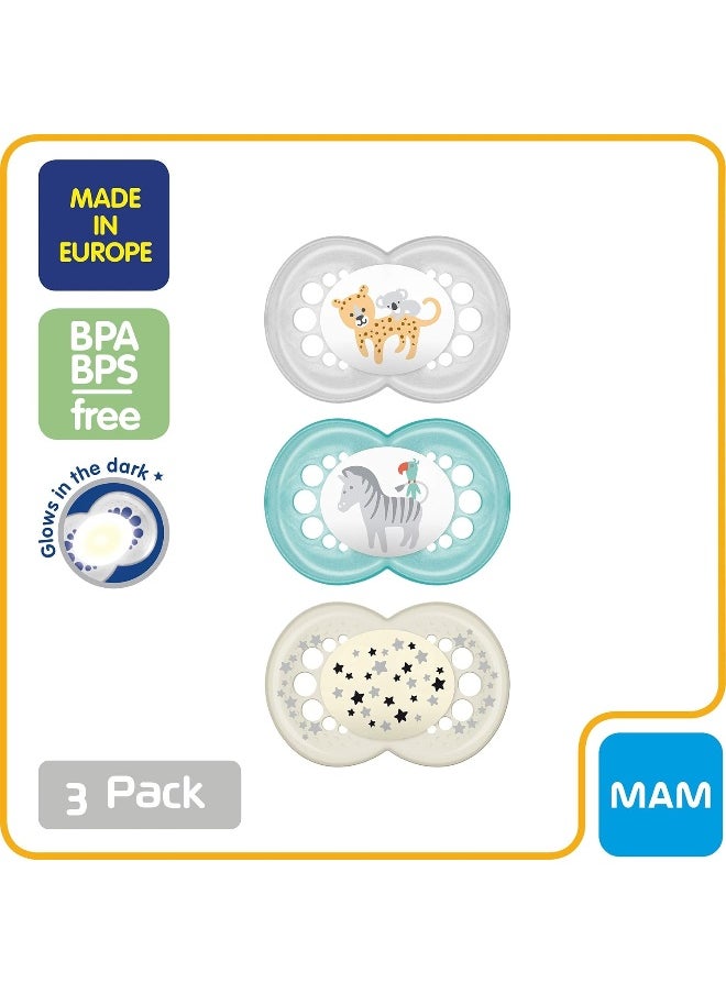 MAM MAM Original Day & Night Baby Pacifier, Shape Helps Promote Healthy Oral Development, Glows in the Dark, 3 Pack, 6-16 Months, Unisex  - Image 2