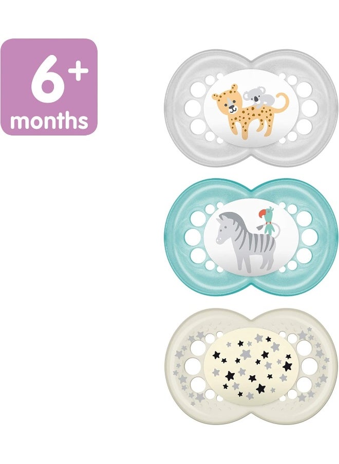 MAM MAM Original Day & Night Baby Pacifier, Shape Helps Promote Healthy Oral Development, Glows in the Dark, 3 Pack, 6-16 Months, Unisex  - Image 3