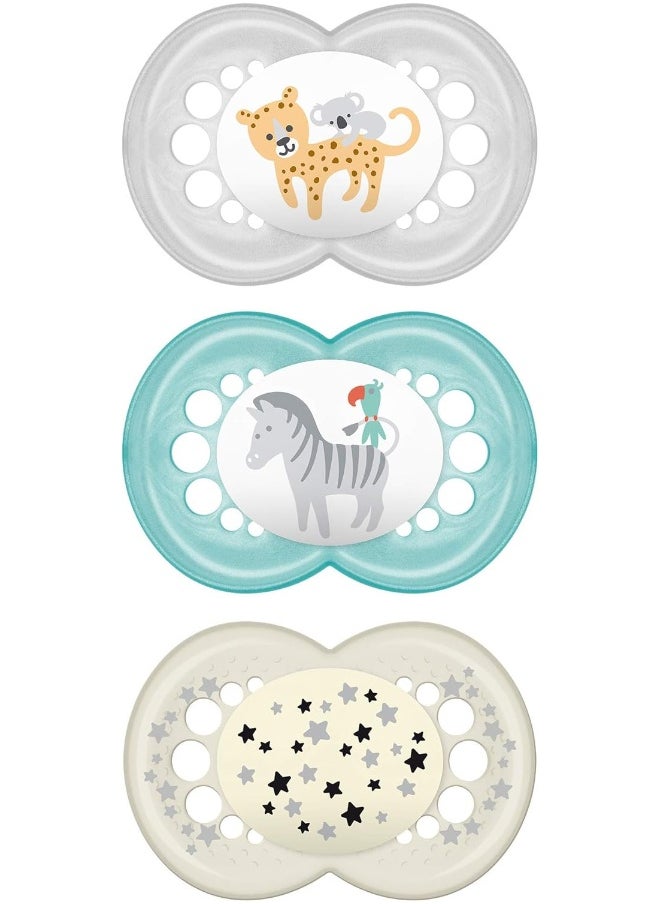 MAM MAM Original Day & Night Baby Pacifier, Shape Helps Promote Healthy Oral Development, Glows in the Dark, 3 Pack, 6-16 Months, Unisex  - Image 1