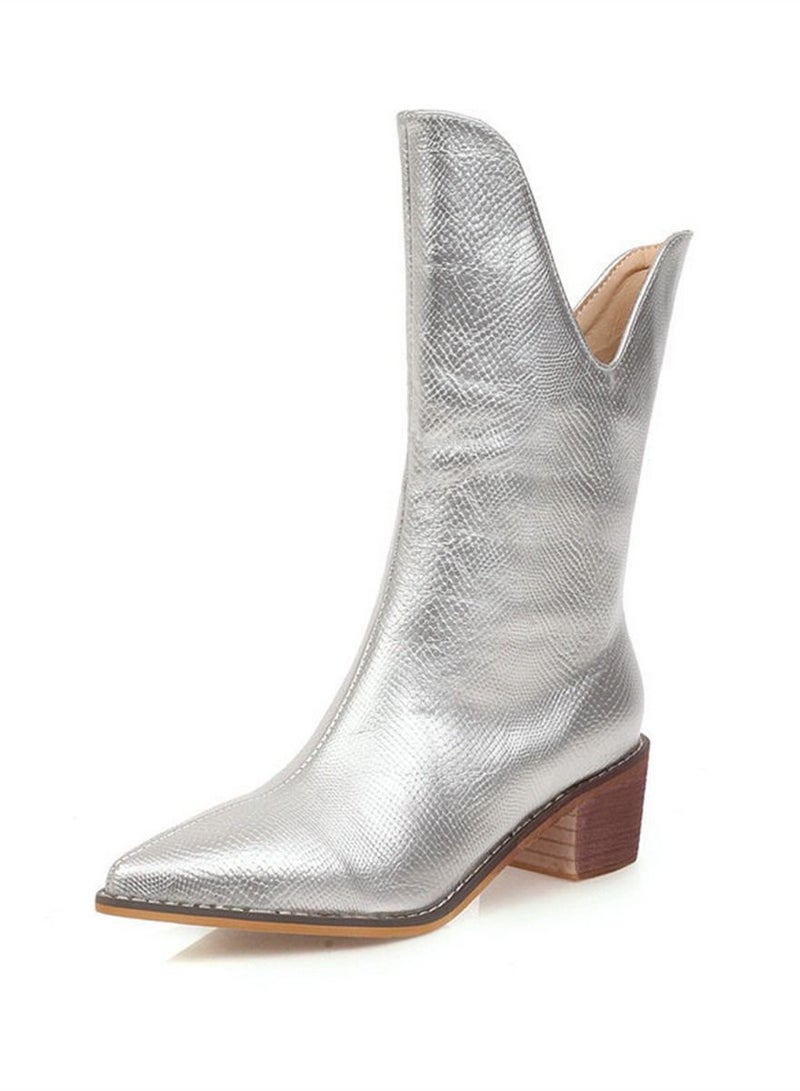 Loquat Pointy Irregular Women's Boots Silver  - Image 2
