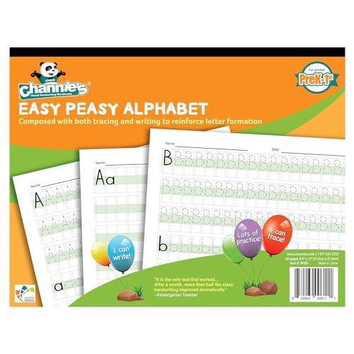 Channie's Easy Peasy Alphabet Tracing Book for Kids Ages 3-5, Pre K & Kindergarten Writing Workbook for Handwriting & Tracing, Effective Alphabet Practice With Color-Coded Blocks - Image 1