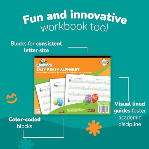 Channie's Easy Peasy Alphabet Tracing Book for Kids Ages 3-5, Pre K & Kindergarten Writing Workbook for Handwriting & Tracing, Effective Alphabet Practice With Color-Coded Blocks - Image 4