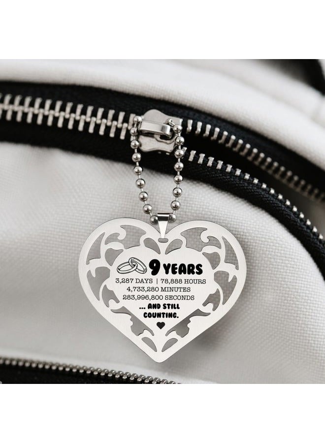 SunyJone 9 Year Anniversary Ornament, Heart Shaped Stainless Steel Gift for Wife Husband Couple, 9 Years and Still Counting Wedding Anniversary Keepsake for Him Her Romantic Hanging Decor SXX4 - Image 3