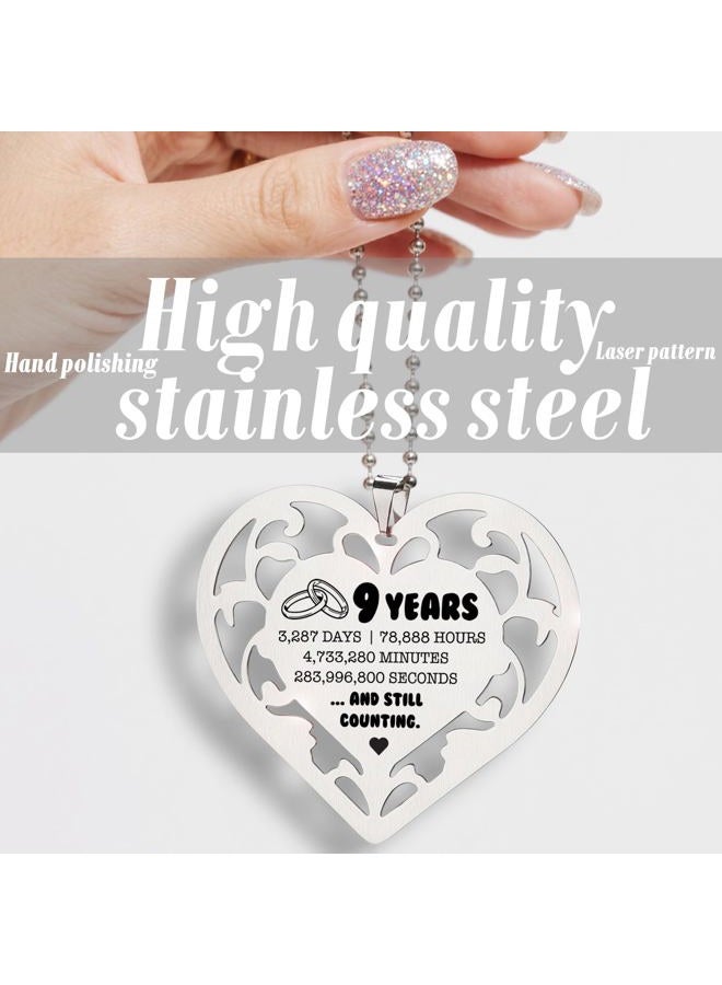 SunyJone 9 Year Anniversary Ornament, Heart Shaped Stainless Steel Gift for Wife Husband Couple, 9 Years and Still Counting Wedding Anniversary Keepsake for Him Her Romantic Hanging Decor SXX4 - Image 2