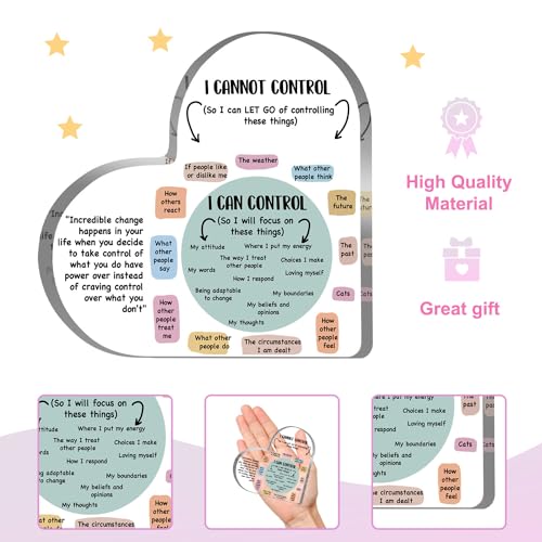 UBLURO Mental Health Things I Can Control Decor, Mindfulness Decor for Therapy Office Acrylic Heart Gifts, School Counselor Sign Therapist Office Art Decorations for Therapist Office Living Room Bedroom Gift - Image 3