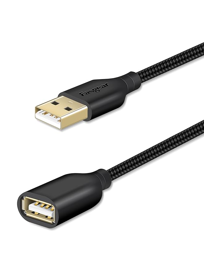 Fasgear Usb 2.0 Extension Cable 10Ft A Male To A Female Usb Extension Lead For Charging And Syncing Usb Extender For Printers Cameras Mouse Keyboards And Other Computer Accessories 3M Black - Image 1