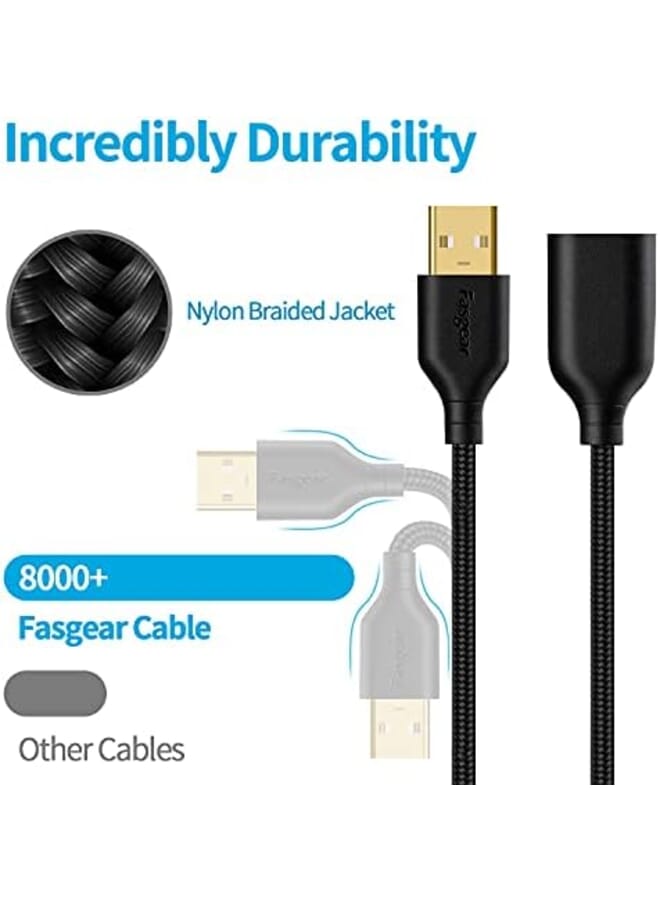 Fasgear Usb 2.0 Extension Cable 10Ft A Male To A Female Usb Extension Lead For Charging And Syncing Usb Extender For Printers Cameras Mouse Keyboards And Other Computer Accessories 3M Black - Image 2