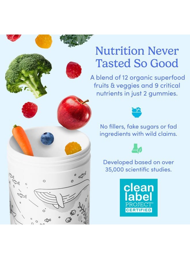 First Day Kids Multivitamin Gummies - Multivitamin for Kids Ages 4+, Delicious Strawberry & Orange, Real Fruit & Vegetables - Childrens Vitamins to Support Immunity & Brain Function - 30 Day Supply - Image 4