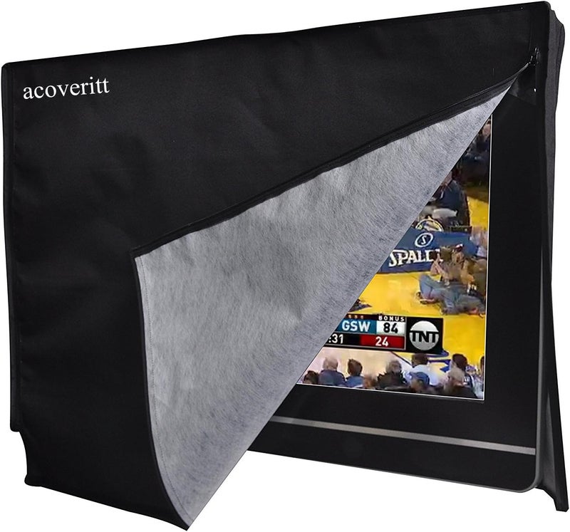 acoveritt Outdoor 55" TV Set Cover,Scratch Resistant Liner Protect LED Screen Best-Compatible with Standard Mounts and Stands (Black) - Image 3